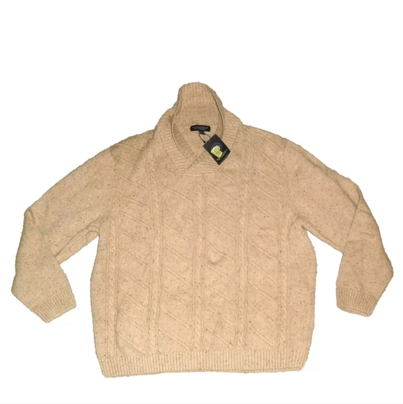 Roundtree & Yorke $75 Mens Tan Collared Cotton Polyester Sweater sz. XL New Tags - Picture 1 of 5
